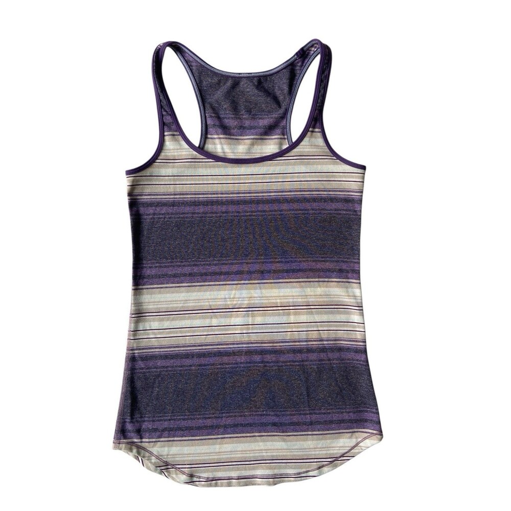 Lululemon Womens Refresh Racer Tank Top Size 4 Purple Stripe Yoga Gym Running
